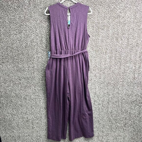 Market & Spruce Jumpsuit Women's XXL Paulie Slub Purple30 Waist Tie Cropped NWT - Picture 7 of 9